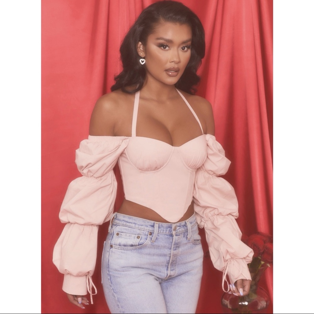 Puff Sleeve Corset Crop Top